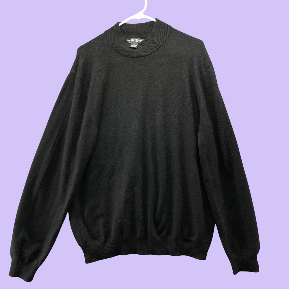 Vintage Y2K Joseph Lyman Cashmere Mock Neck Sweater Black Mens L Bloomingdales